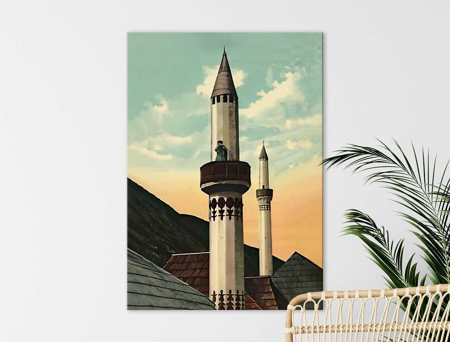 Ezan, Mujezin na Minaretu