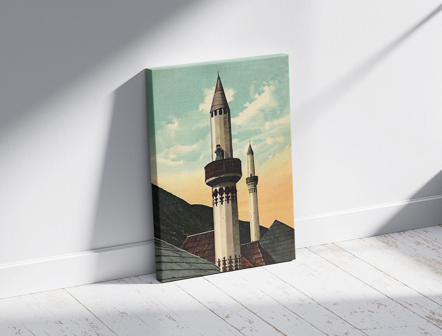 Ezan, Mujezin na Minaretu